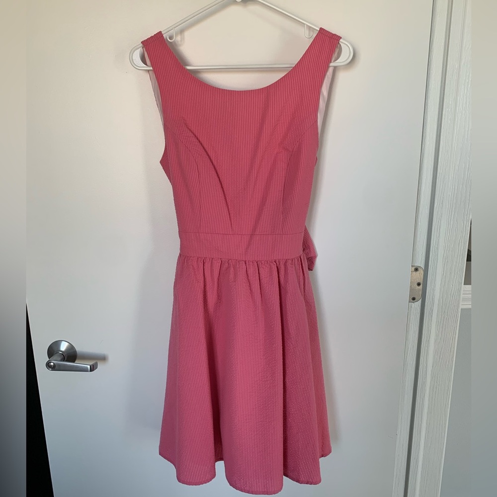 Lauren James seersucker pink dress